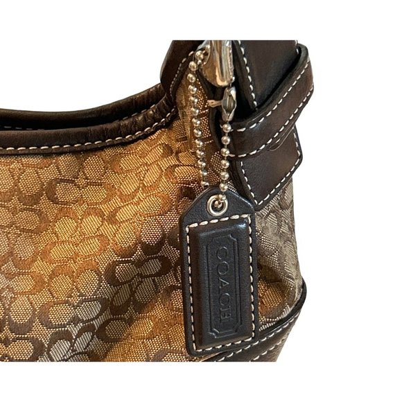 Coach Women's Signature Jacquard Hobo Shoulder Bag No D3J-6351Tan Brown - Picture 8 of 10